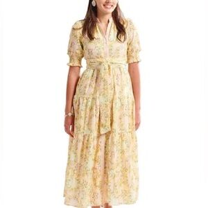 Kathleen Maeve Lola linen blend midi dress buttercup baroque XL X large